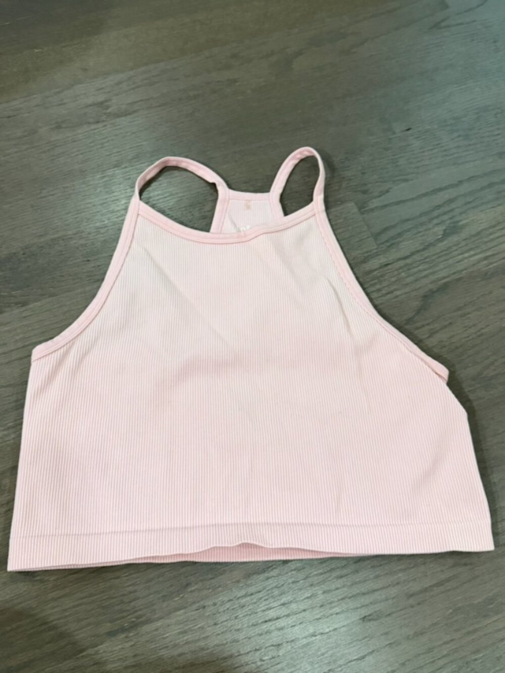 J.O. & Co Light Pink Ribbed High Neck Crop Tank Top Size S/M
